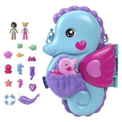 POLLY POCKET - DADDY AND ME - SEAHORSE PURSE COMPACT