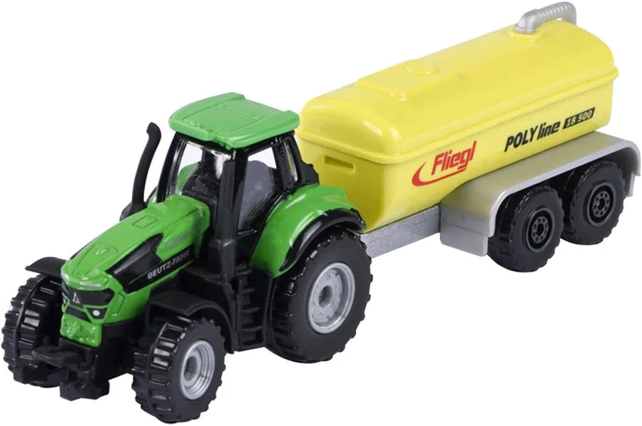 MAJORETTE CITY TRAILER - GREEN DEUTZ FAHR WITH YELLOW TANK ON TRAILER