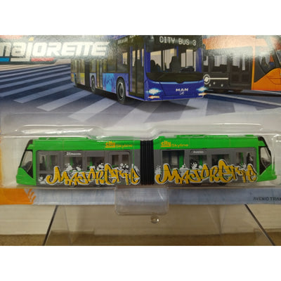 MAJORETTE AVENIO TRAM 3 - CITY SKYLINE GREEN WITH GRAFFITI