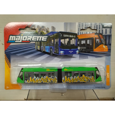 MAJORETTE AVENIO TRAM 3 - CITY SKYLINE GREEN WITH GRAFFITI