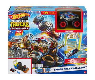 HOT WHEELS MONSTER TRUCKS ARENA SMASHERS  SMASH RACE CHALLENGE PLAYSET - RACE ACE - Toyworld Frankston