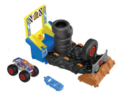 HOT WHEELS MONSTER TRUCKS ARENA SMASHERS  SMASH RACE CHALLENGE PLAYSET - RACE ACE - Toyworld Frankston