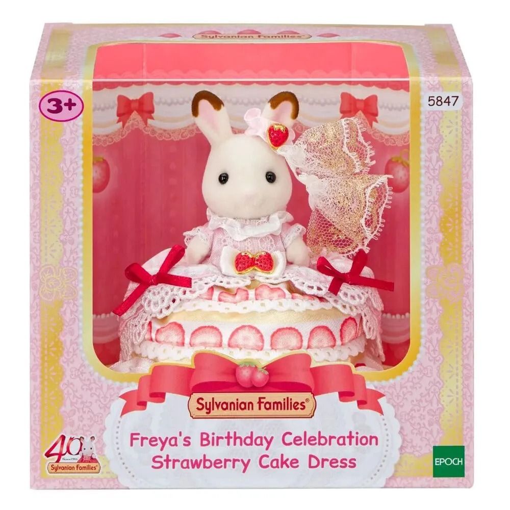 SYLVANIAN FAMILIES - FREYAS BIRTHDAY CELEBRATION STRAWBERRY CAKE DRESS - Toyworld Frankston