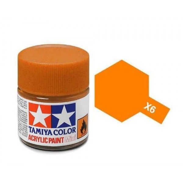 TAMIYA ACRYLIC PAINT MINI X-6 ORANGE - Toyworld Frankston