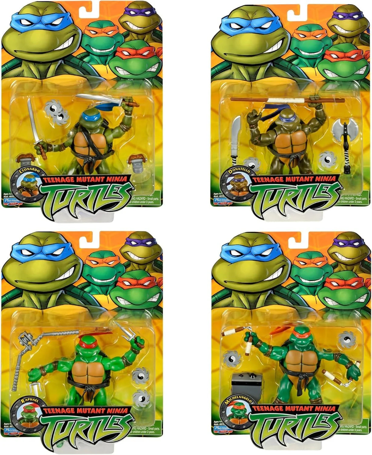 TEENAGE MUTANT NINJA TURTLES 2003 CLASSIC TURTLE FIGURE 4 PACK - Toyworld Frankston
