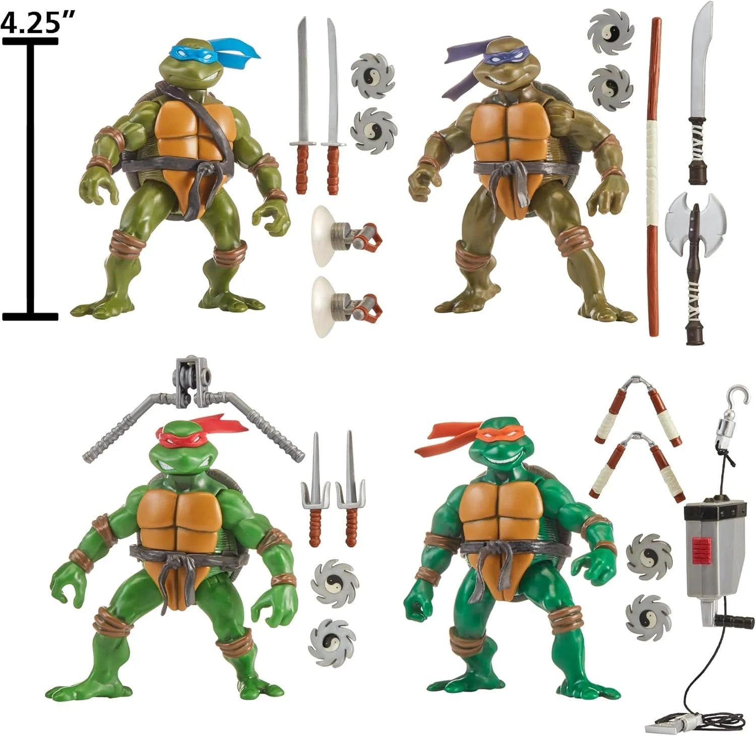 TEENAGE MUTANT NINJA TURTLES 2003 CLASSIC TURTLE FIGURE 4 PACK - Toyworld Frankston