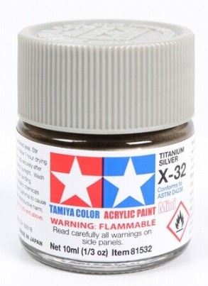 TAMIYA ACRYLIC PAINT MINI X-32 TITANIUM SILVER