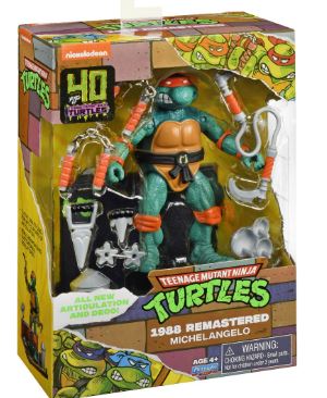 TEENAGE MUTANT NINJA TURTLES -40TH ANNIVERSARY 1988 REMASTERED -- MICHELANGELO - Toyworld Frankston