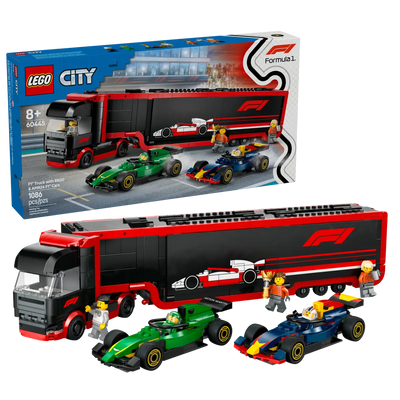 LEGO CITY 60445 F1 TRUCK WITH RB20 AND AMR24 F1 CARS