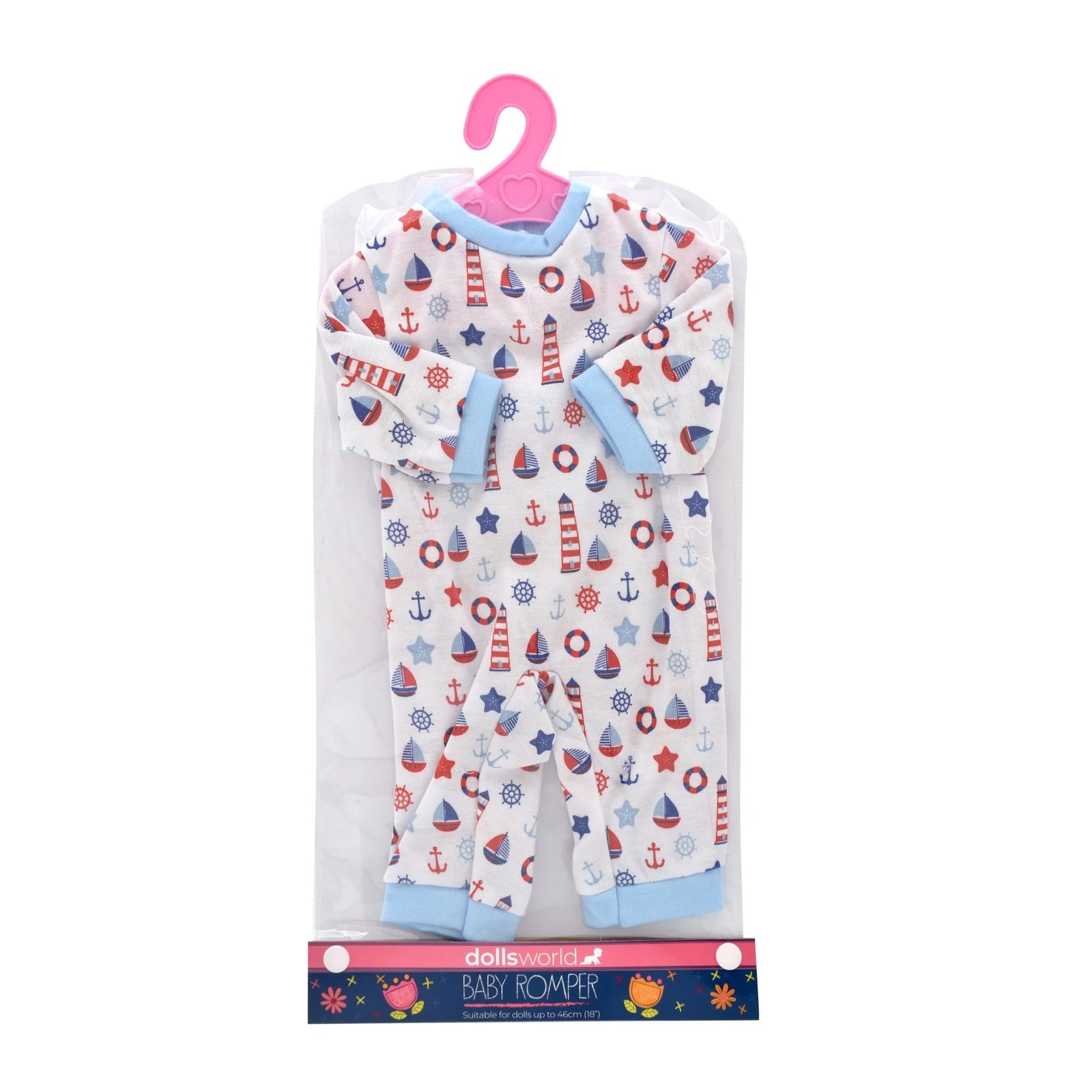 DOLLSWORLD FASHION BOUTIQUE BABY ROMPER - WHITE OUTFIT WITH BOATS