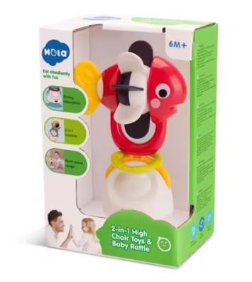 HOLA - 2 IN 1 HIGH CHAIR TOYS & BABY RATTLE - WINDMILL FISH - Toyworld Frankston