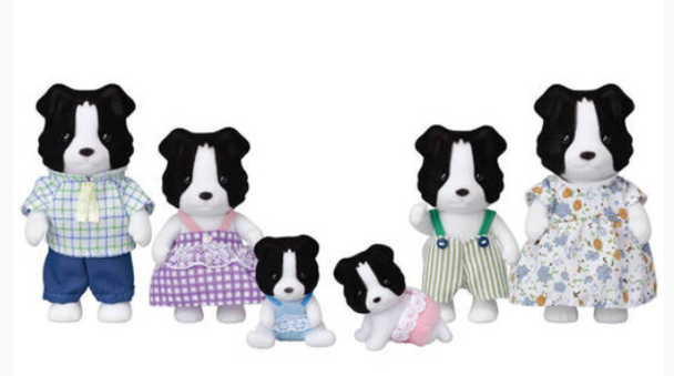 SYLVANIAN FAMILIES BORDER COLLIE FAMILY WITH TWINS