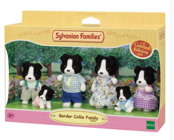 SYLVANIAN FAMILIES BORDER COLLIE FAMILY WITH TWINS