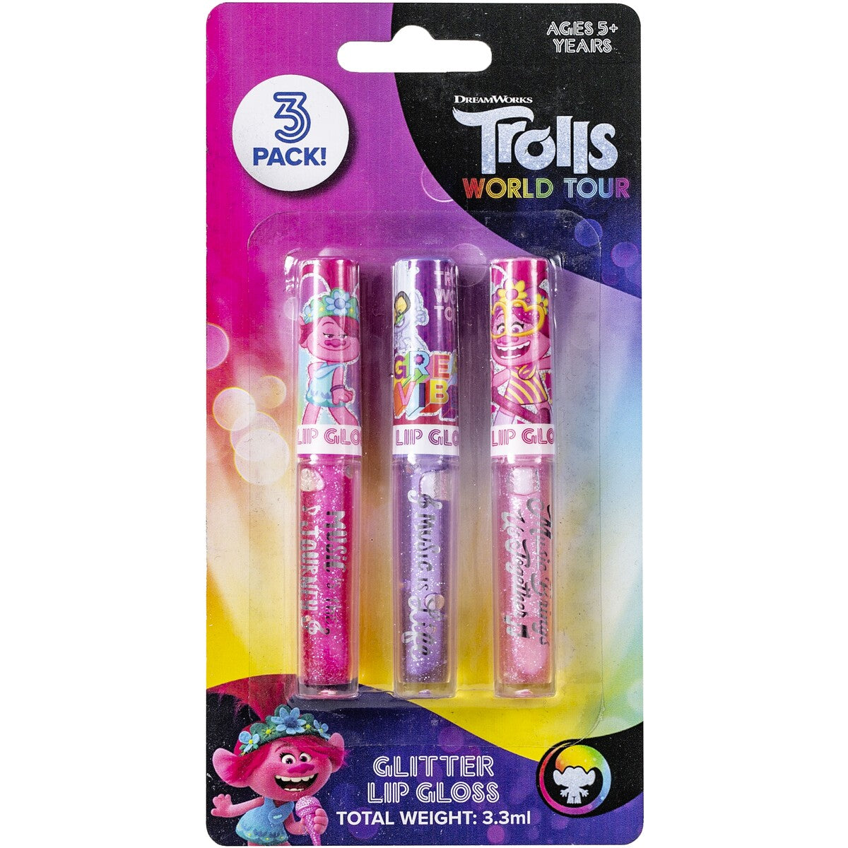 TROLLS 2 GLITTER LIP GLOSS 3 PACK - Toyworld Frankston