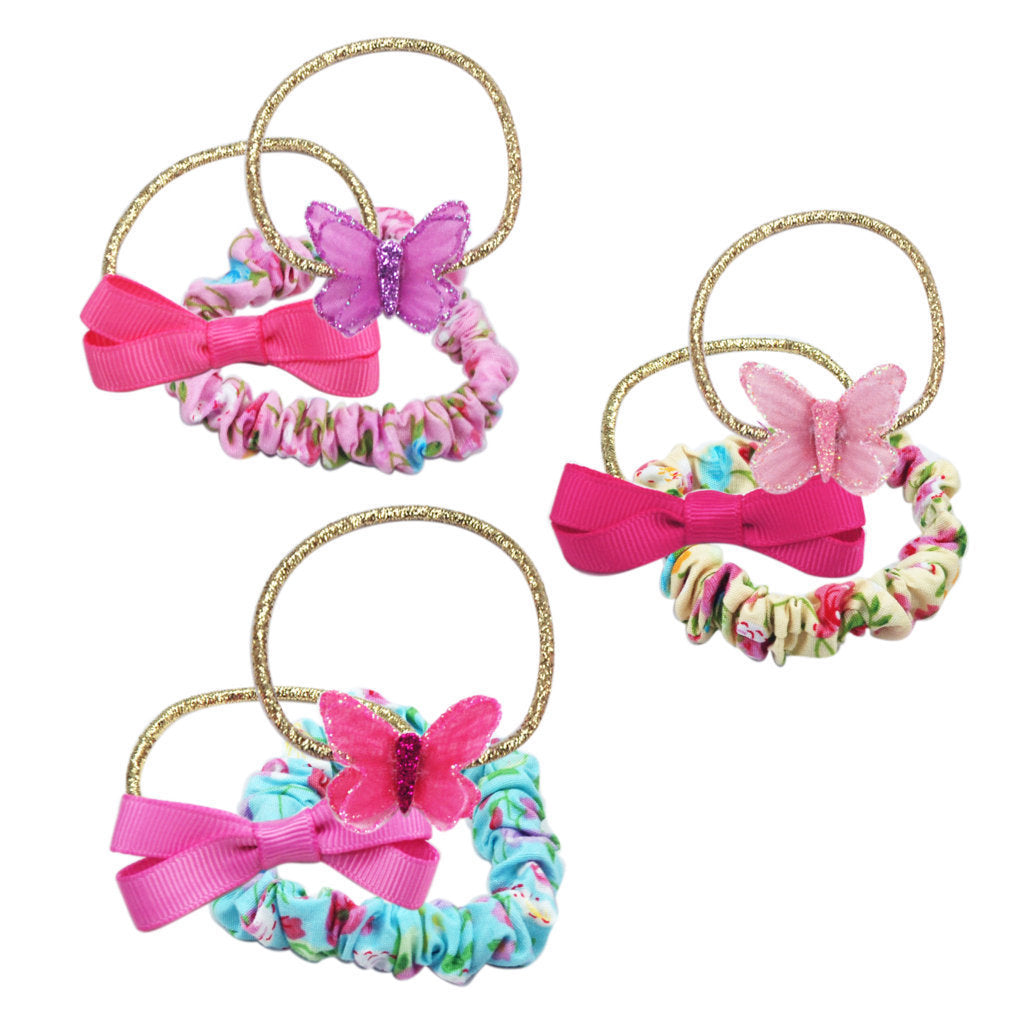 PINK POPPY BUTTERFLIES & FLORALS HAIR ELASTIC SET - Toyworld Frankston