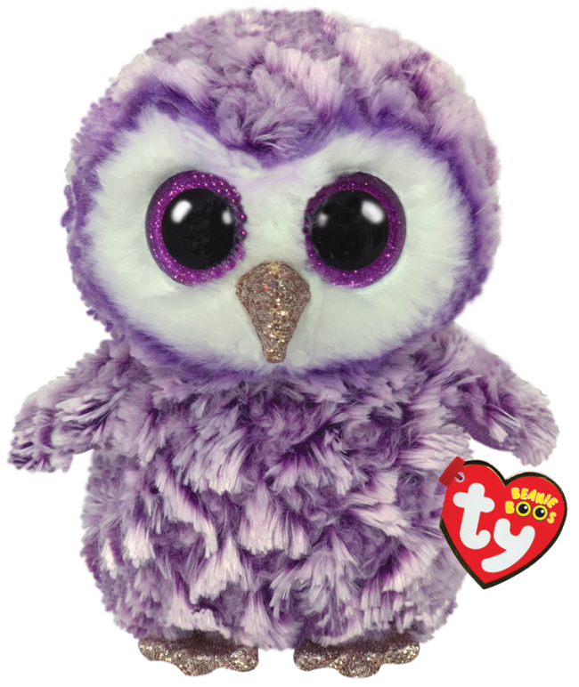 TY BEANIE BOOS MEDIUM MOONLIGHT PURPLE OWL - Toyworld Frankston
