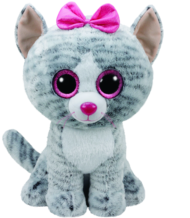 TY BEANIE BOOS LARGE KIKI THE GREY CAT - Toyworld Frankston
