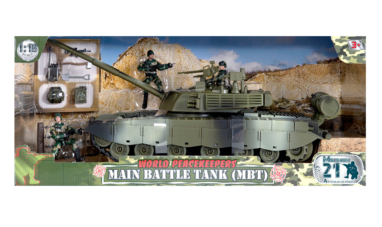 WORLD PEACEKEEPERS MAIN BATTLE TANK WITH 3 FIGURES - Toyworld Frankston