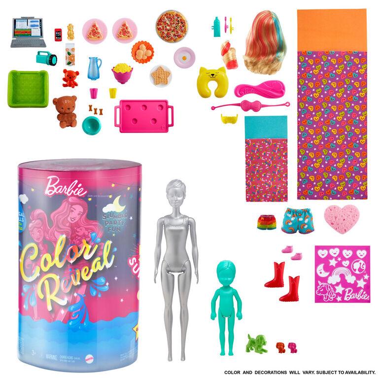 BARBIE COLOR REVEAL SLUMBER PARTY FUN DOLLS AND ACCESSORIES - Toyworld Frankston