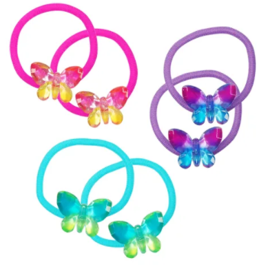 PINK POPPY OMBRE BUTTERFLY HAIR ELASTICS - Toyworld Frankston