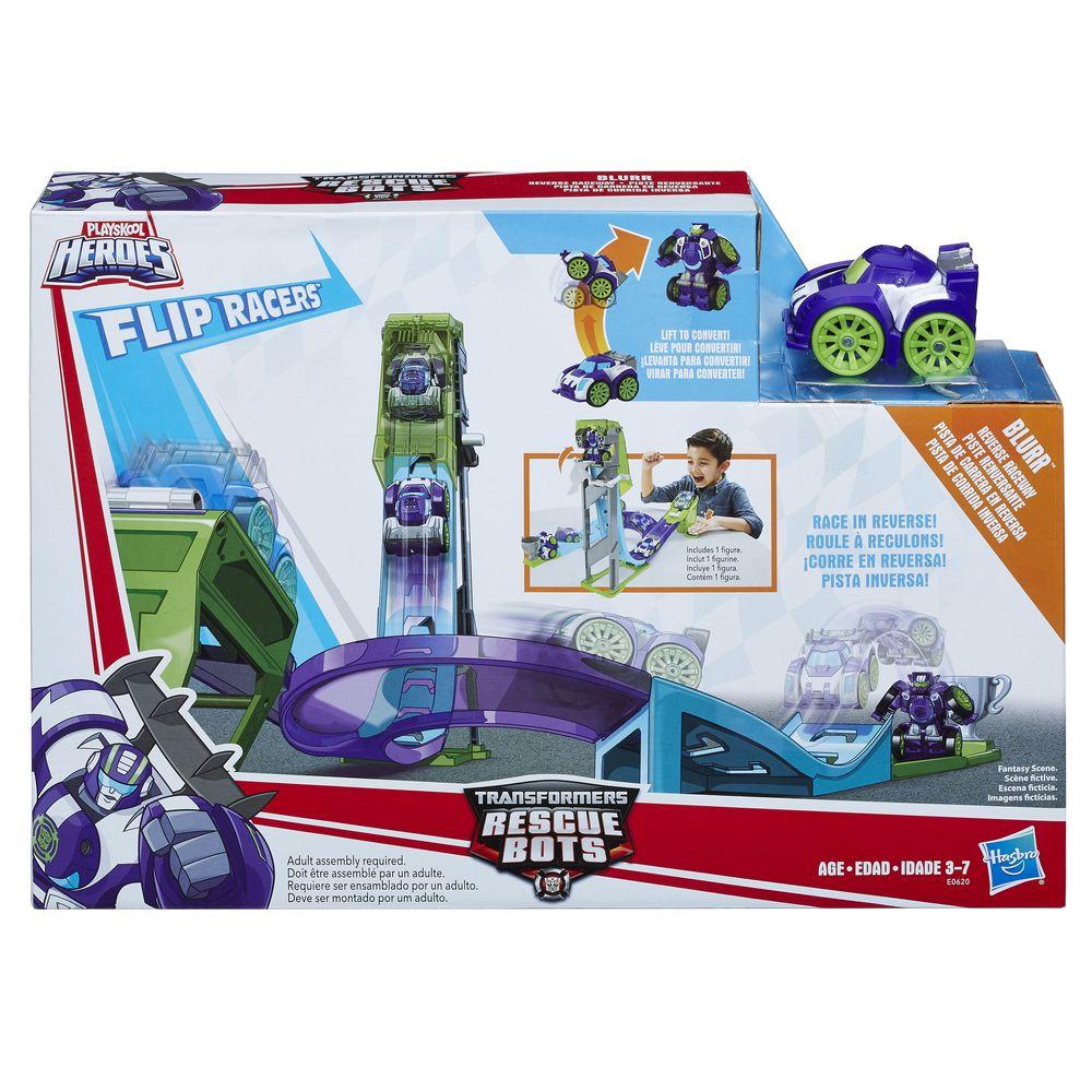 TRANSFORMERS RESCUE BOTS BLURRS REVERSE RACEWAY - Toyworld Frankston