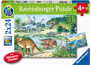 RAVENSBURGER - DINOSAURS OF LAND AND SEA 24 PIECE PUZZLE - Toyworld Frankston