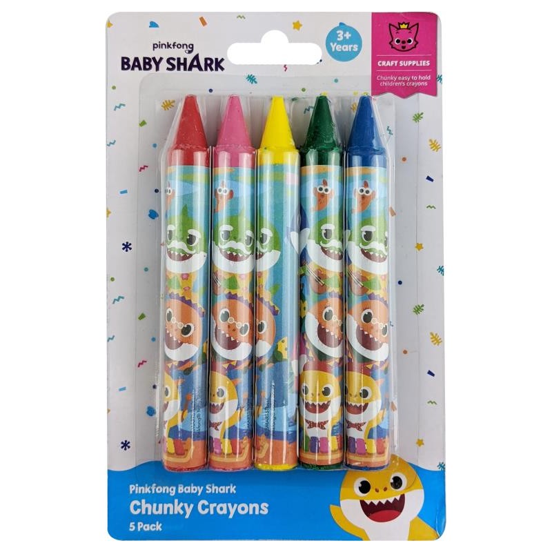 BABY SHARK CRAYONS 5PK - Toyworld Frankston
