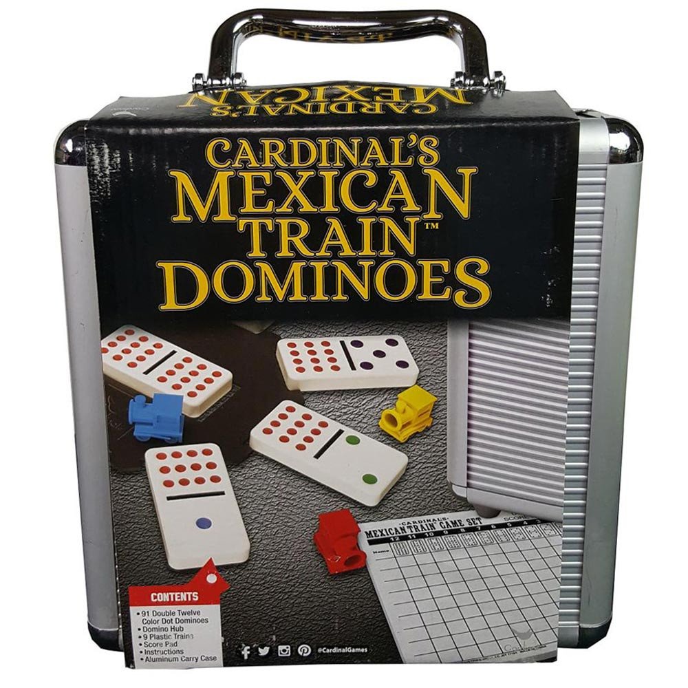 CLASSIC GAMES MEXICAN TRAIN DOMINOES IN ALUMINIUM CARRY CASE - Toyworld Frankston
