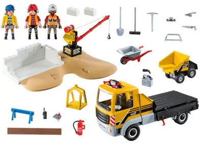 PLAYMOBIL CONSTRUCTION SITE WITH FLAT BED - 70742 - Toyworld Frankston