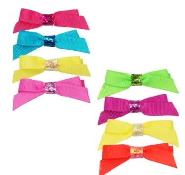 PINK POPPY SET OF 4 NEON BOW HAIR CLIPS - Toyworld Frankston