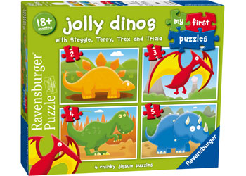 RAVENSBURGER PUZZLE - JOLLY DINOS MY FIRST PUZZLE 2, 3, 4, 5 PIECE - Toyworld Frankston