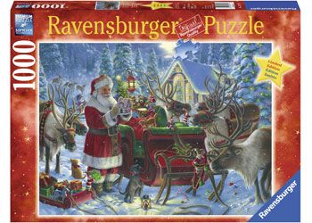 RAVENSBURGER - XMAS PACKING THE SLEIGH PUZ 1000PC | RAVENSBURGER | Toyworld Frankston