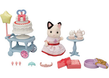 SYLVANIAN FAMILIES - PARTY TIME PLAYSET TUXEDO CAT GIRL - Toyworld Frankston