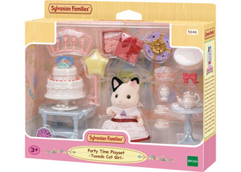 SYLVANIAN FAMILIES - PARTY TIME PLAYSET TUXEDO CAT GIRL - Toyworld Frankston