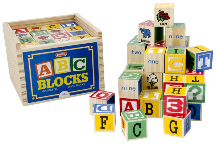 SCHYLLING WOODEN ALPHABET BLOCKS 48 PIECES - Toyworld Frankston