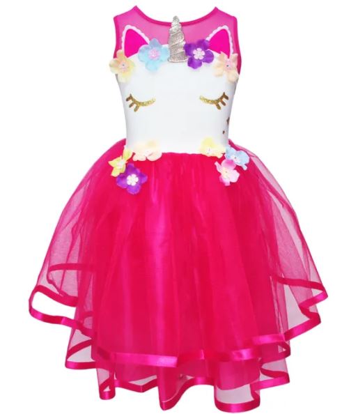 UNICORN DRESS SIZE 5/6 HOT PINK - Toyworld Frankston